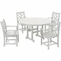 Polywood Chippendale 5-Piece White Dining Set with 4 Arm Chairs 633PWS1221WH